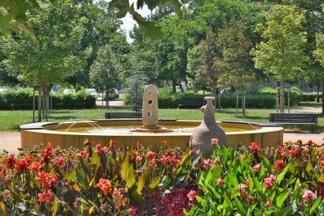 Vizes-virágos séta Székesfehérváron a kánikulában